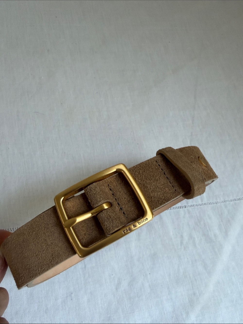 EUC rag & bone Brown Suede Belt with Gold Buckle